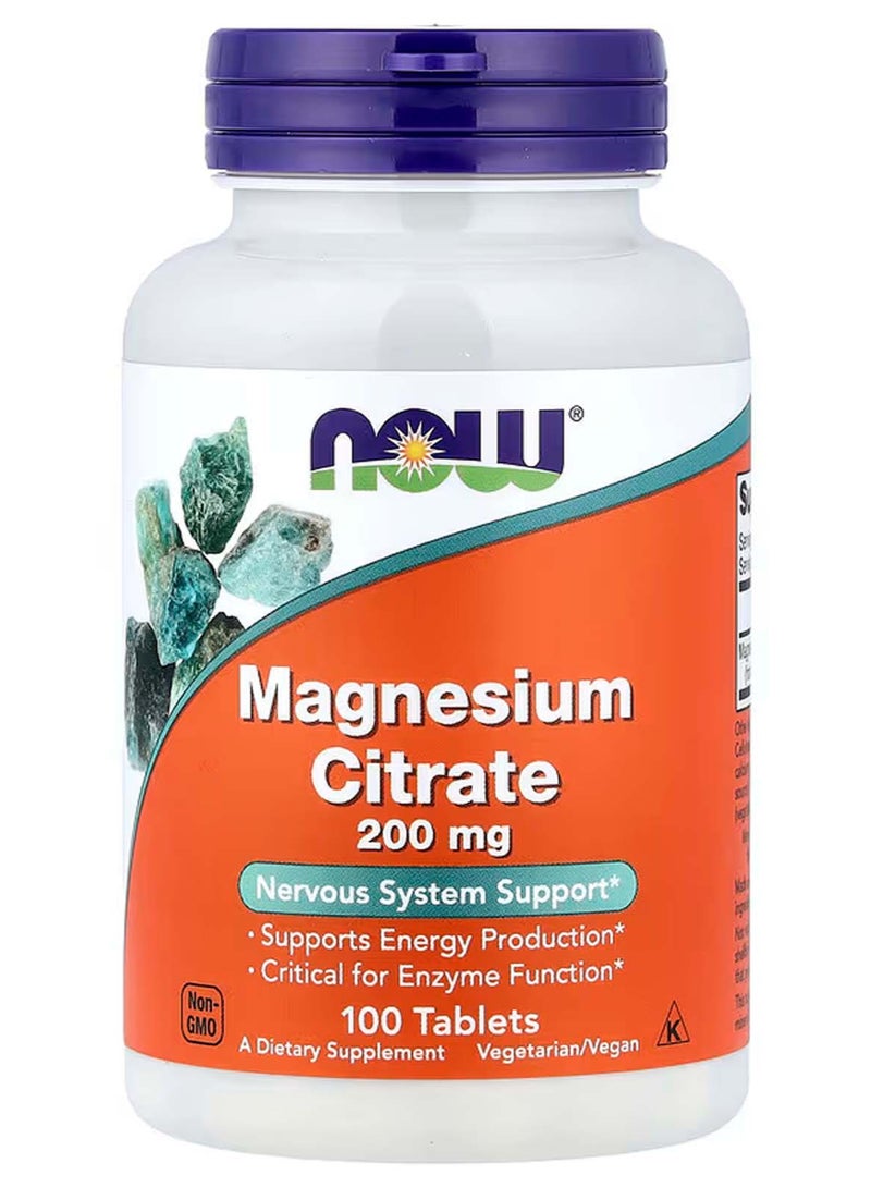 now Magnesium Citrate, 100 Tablets (200 mg per Tablet) - Image 1